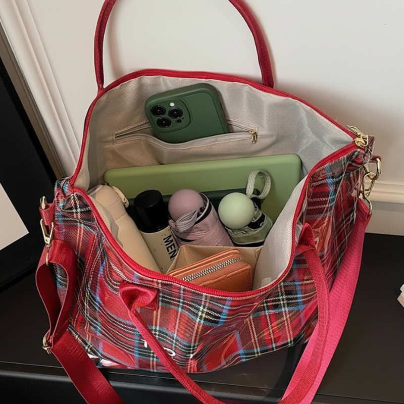 Women's Plaid PVC Tote Bag