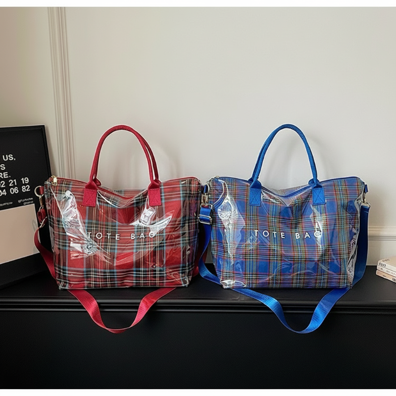 Women's Plaid PVC Tote Bag