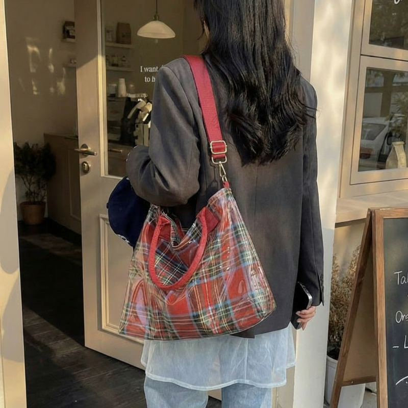 Women's Plaid PVC Tote Bag