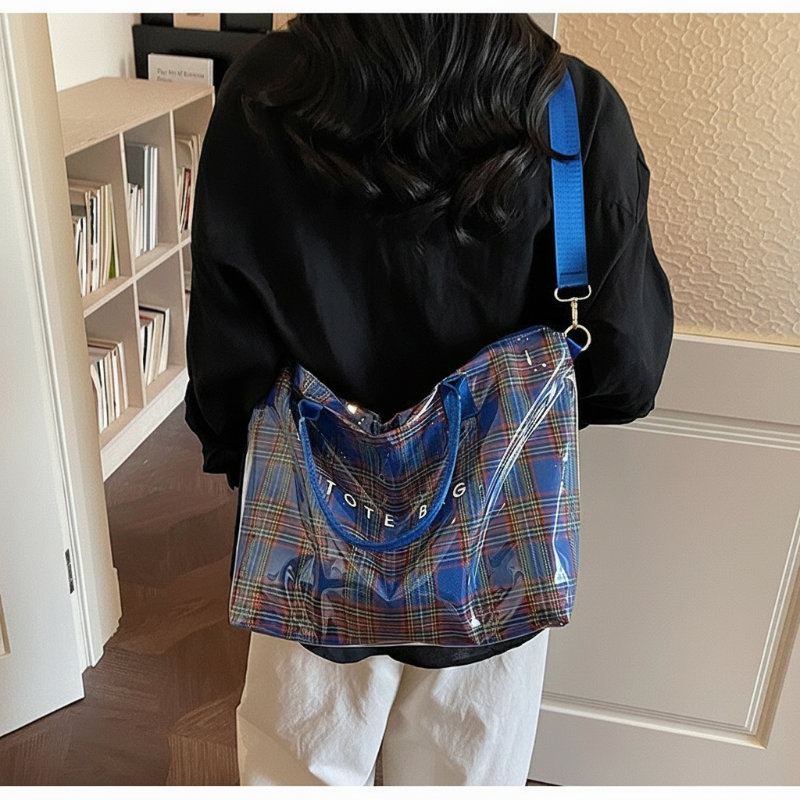 Women's Plaid PVC Tote Bag