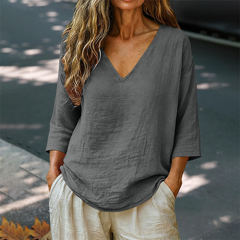 🌸Women's Casual V-Neck Three Quarter Sleeve Blouse✨ Effortlessly stylish