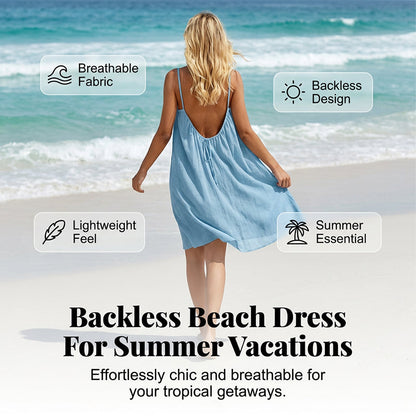 👗Only £15.99 Last Day Promotion!🔥Sexy Backless Cami Dress with Adjustable Drawstring