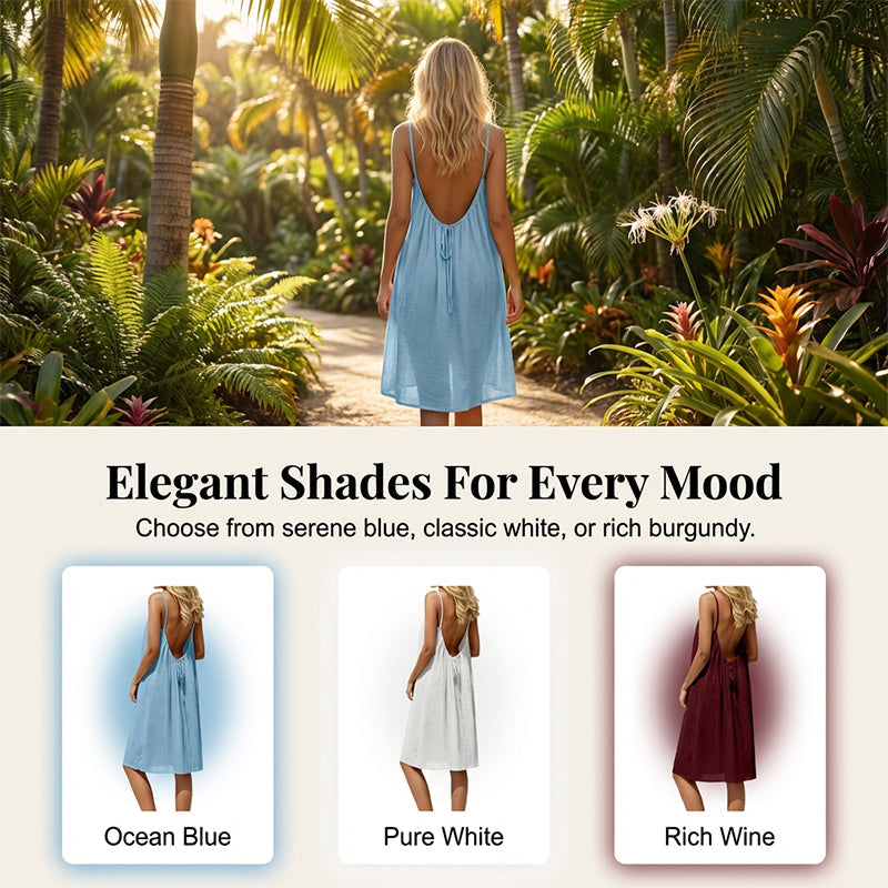 👗Only £15.99 Last Day Promotion!🔥Sexy Backless Cami Dress with Adjustable Drawstring