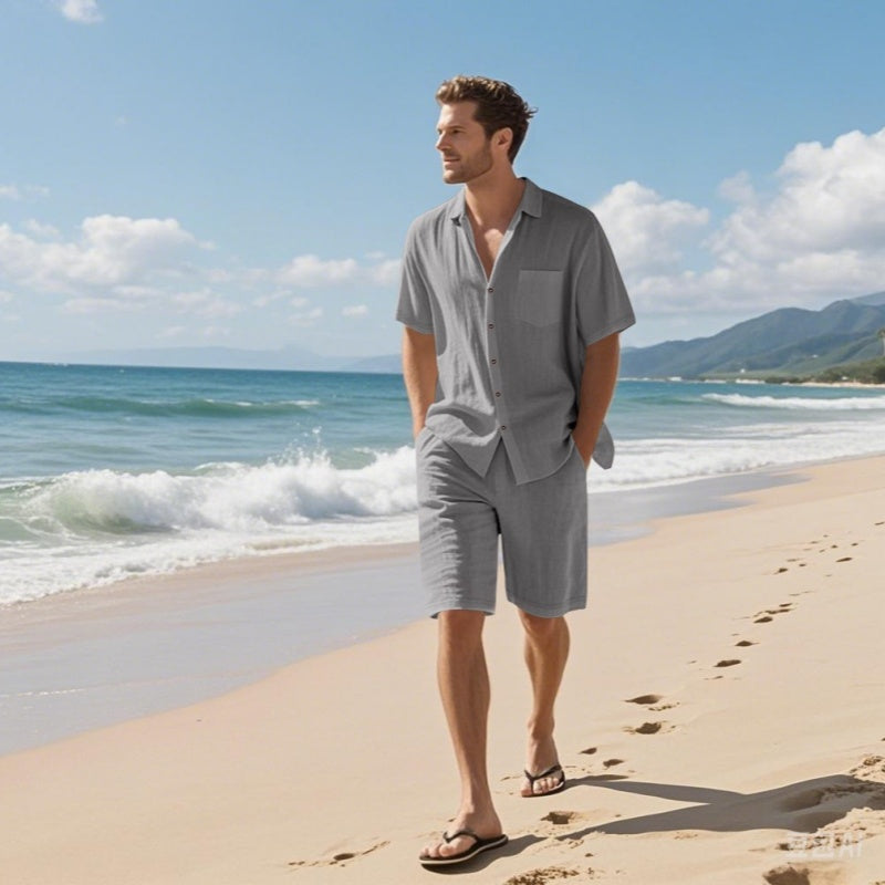 Men's Breathable Beach Outfit – Short Sleeve and Shorts