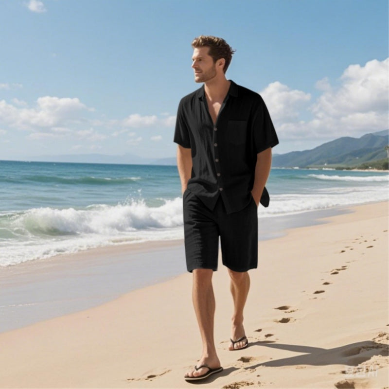 Men's Breathable Beach Outfit – Short Sleeve and Shorts