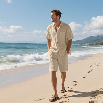 Men's Breathable Beach Outfit – Short Sleeve and Shorts