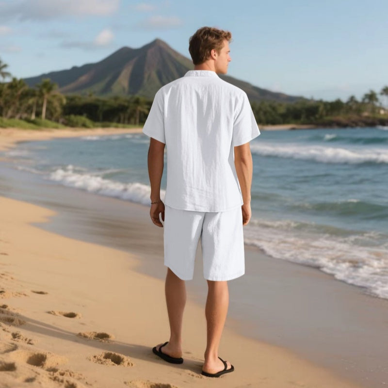 Men's Breathable Beach Outfit – Short Sleeve and Shorts