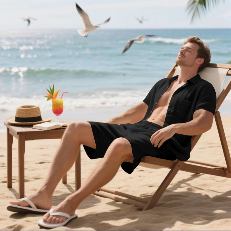 Men's Breathable Beach Outfit – Short Sleeve and Shorts