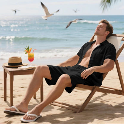 Men's Breathable Beach Outfit – Short Sleeve and Shorts