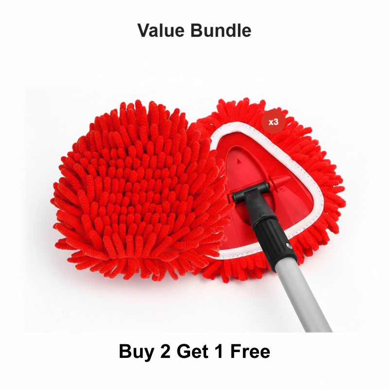 Chenille Spin Mop Head Replacement Unique Design Heads Turn Mop into Long-Handle Duster Dry Cleaning Trap Bucket & Handle