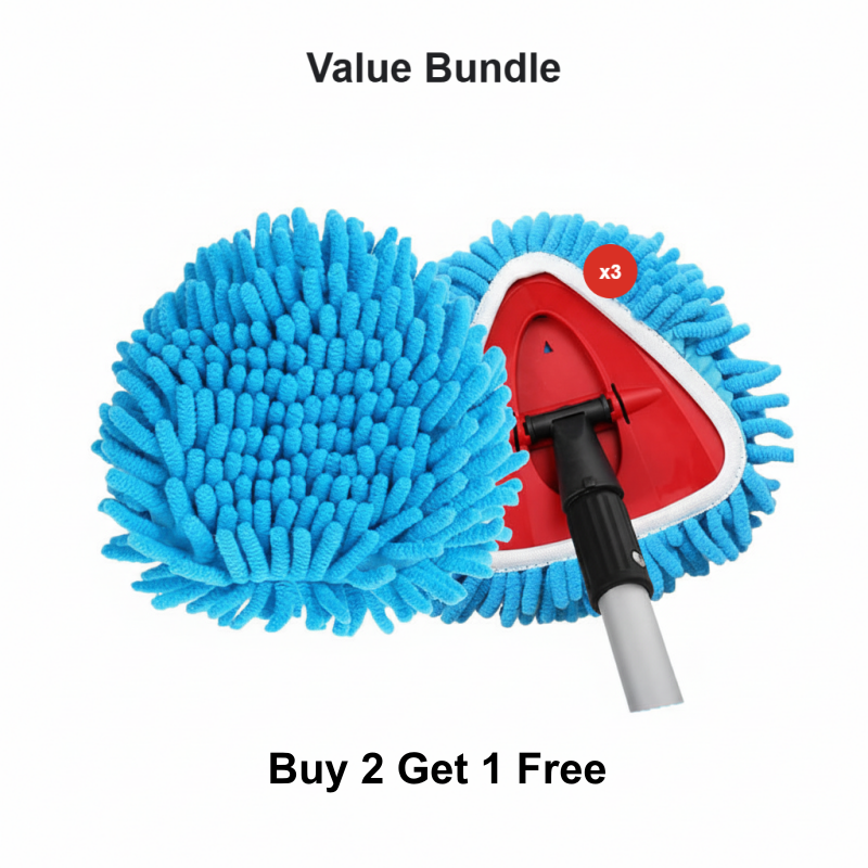 Chenille Spin Mop Head Replacement Unique Design Heads Turn Mop into Long-Handle Duster Dry Cleaning Trap Bucket & Handle