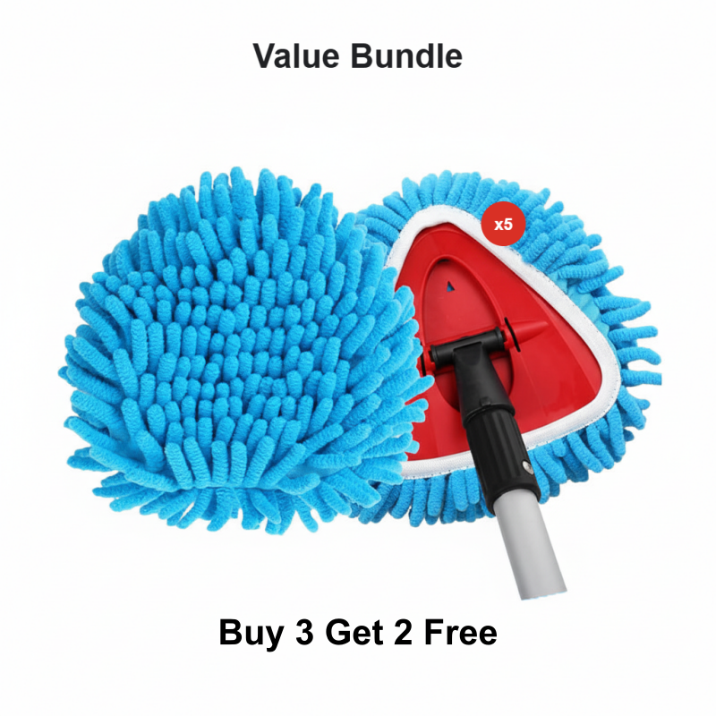 Chenille Spin Mop Head Replacement Unique Design Heads Turn Mop into Long-Handle Duster Dry Cleaning Trap Bucket & Handle