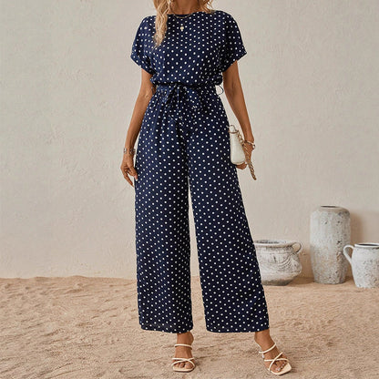 🌸Women's Elegant Polka Dot Wide-Leg Jumpsuit 🌟 Step Into Effortless Style
