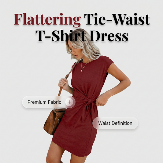 Women's Short Sleeve Tie-Waist T-Shirt Dress