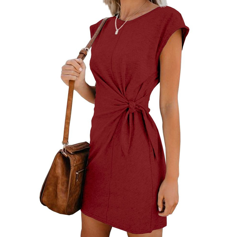 Women's Short Sleeve Tie-Waist T-Shirt Dress