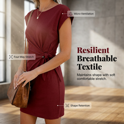 Women's Short Sleeve Tie-Waist T-Shirt Dress