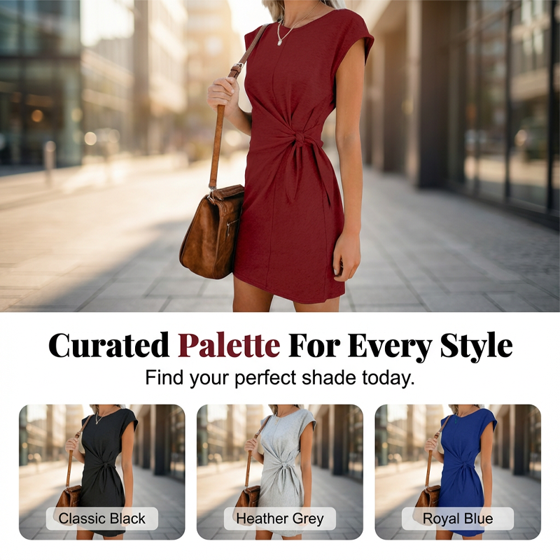 Women's Short Sleeve Tie-Waist T-Shirt Dress
