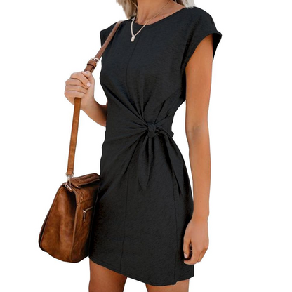 Women's Short Sleeve Tie-Waist T-Shirt Dress