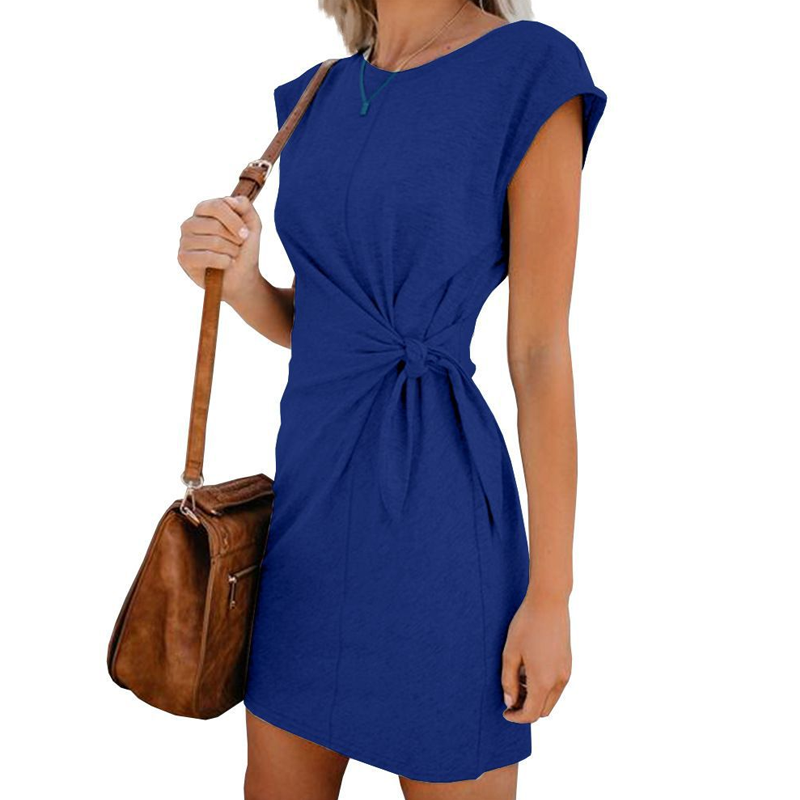 Women's Short Sleeve Tie-Waist T-Shirt Dress