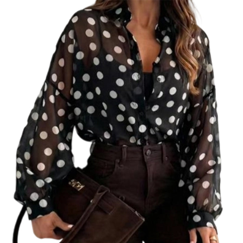 🌸New Arrival 40% OFF🦋✨Women’s Button-Down Polka Dot Shirt