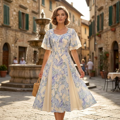 🔥Limited-time offer-Ethereal Flutter Sleeve Fit-and-Flare Dress