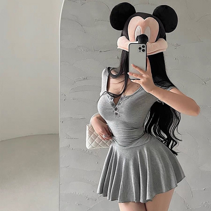 Women's Short Sleeve A-Line Mini Dress