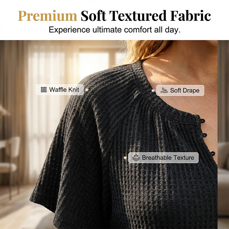 Women's Short Sleeve Textured Knit Romper