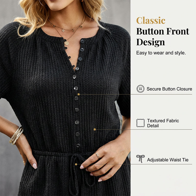 Women's Short Sleeve Textured Knit Romper