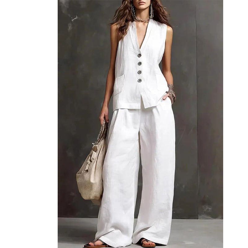 Women's Sleeveless Vest & Pants 2-Piece Set