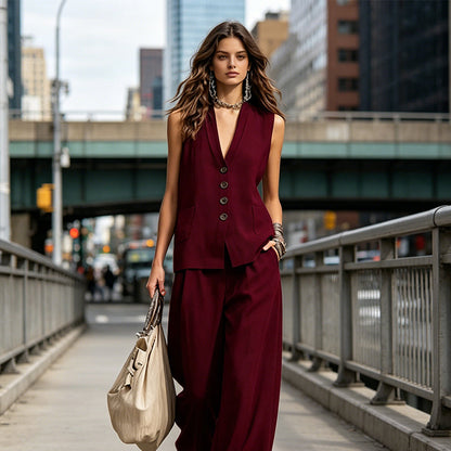 Women's Sleeveless Vest & Pants 2-Piece Set