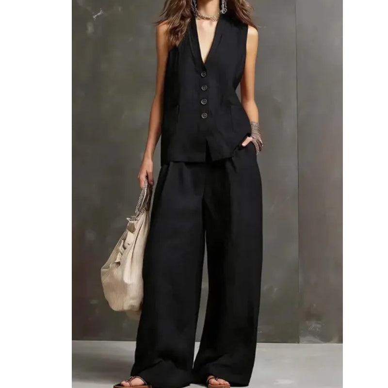 Women's Sleeveless Vest & Pants 2-Piece Set