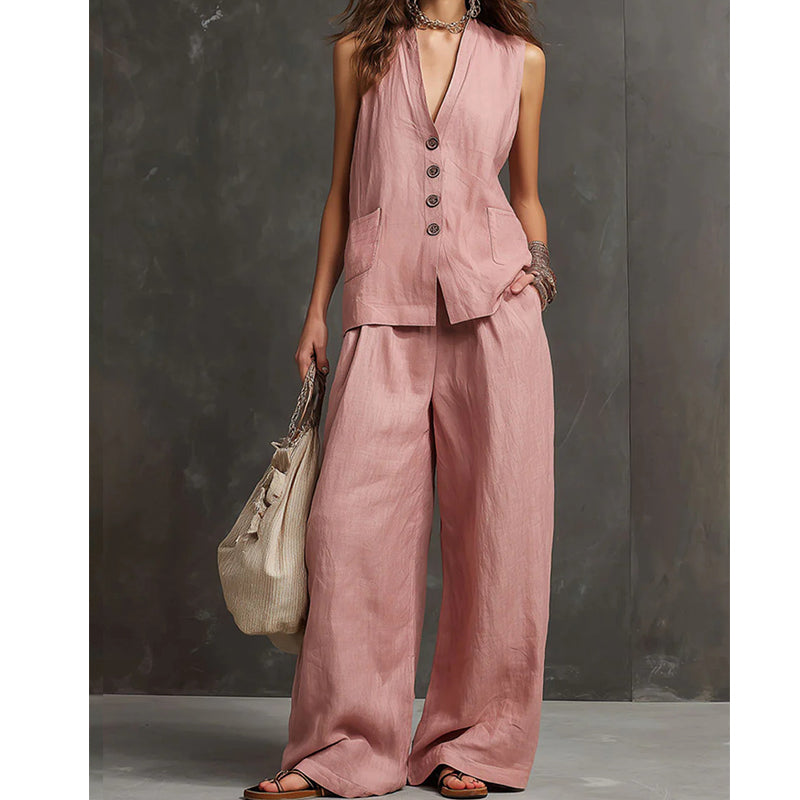Women's Sleeveless Vest & Pants 2-Piece Set