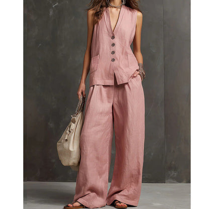 Women's Sleeveless Vest & Pants 2-Piece Set