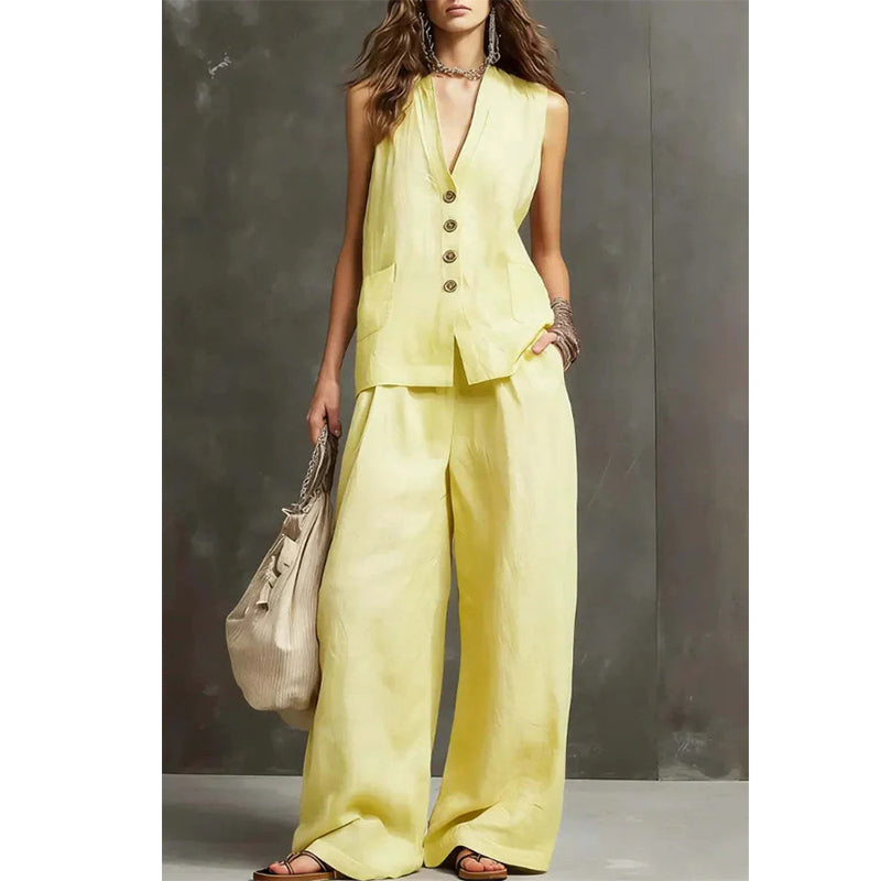Women's Sleeveless Vest & Pants 2-Piece Set
