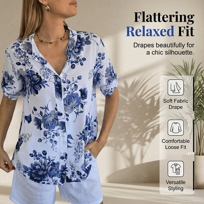 Women's Floral Print Button-Down Shirt