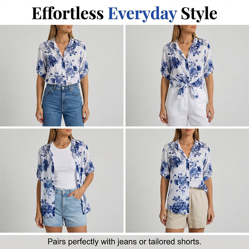 Women's Floral Print Button-Down Shirt