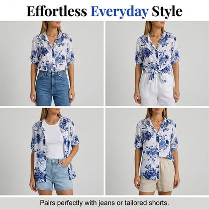 Women's Floral Print Button-Down Shirt