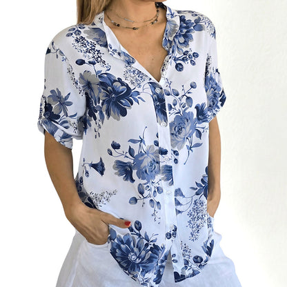 Women's Floral Print Button-Down Shirt