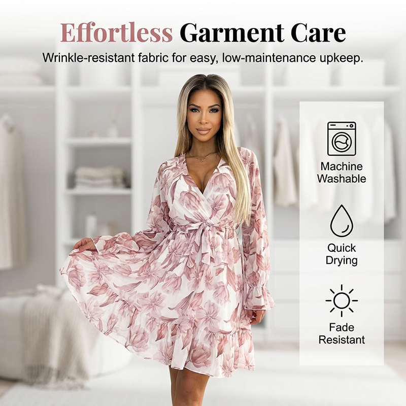 Women's Romantic Floral Ruffle Hem Dress