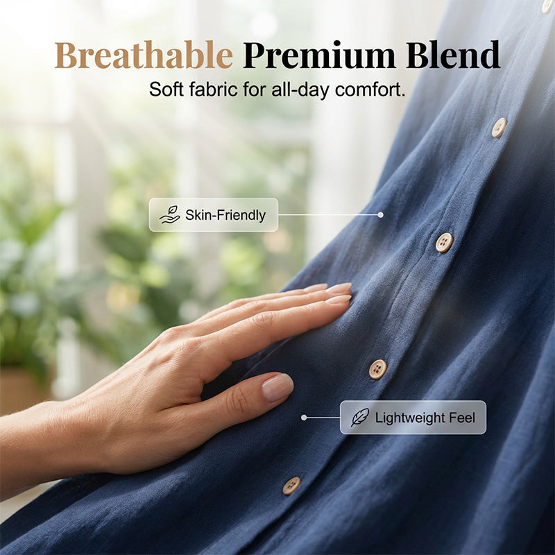 Women's Short Sleeve Button-Down Shirt Dress