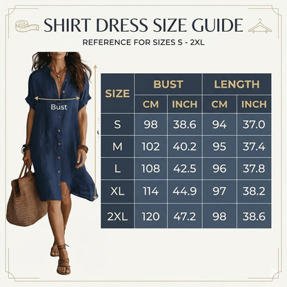 Women's Short Sleeve Button-Down Shirt Dress