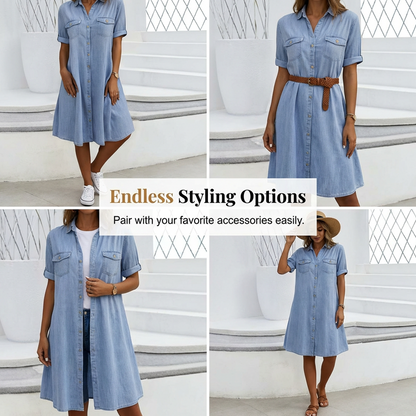 🔥 Limited-Time Sale – Up to 60% OFF🔥Women's Casual Denim Shirt Dress