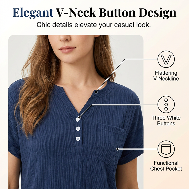 Women’s Casual Ribbed Short Sleeve & Shorts Set