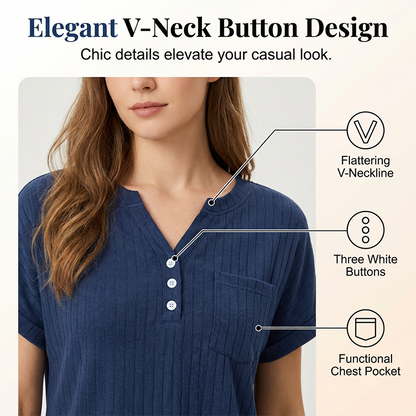 Women’s Casual Ribbed Short Sleeve & Shorts Set