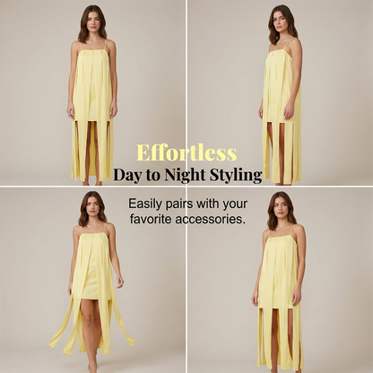 Square Neck Spaghetti Strap Tassel Dress