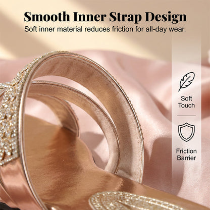 Rhinestone Low Heel Slip-On Sandals