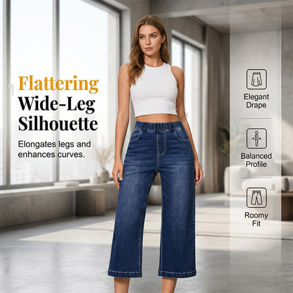 🥳SUMMER HOT SALE🥳💞50K+ SOLD!💥49% OFF! 🔥Women's Pull-On Wide-Leg Cropped Denim Jeans