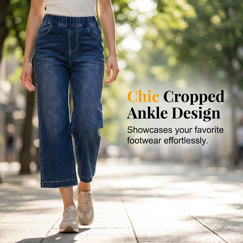 🥳SUMMER HOT SALE🥳💞50K+ SOLD!💥49% OFF! 🔥Women's Pull-On Wide-Leg Cropped Denim Jeans