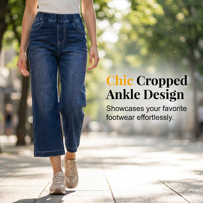 🥳SUMMER HOT SALE🥳💞50K+ SOLD!💥49% OFF! 🔥Women's Pull-On Wide-Leg Cropped Denim Jeans