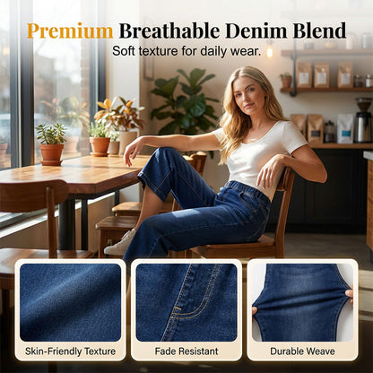 🥳SUMMER HOT SALE🥳💞50K+ SOLD!💥49% OFF! 🔥Women's Pull-On Wide-Leg Cropped Denim Jeans